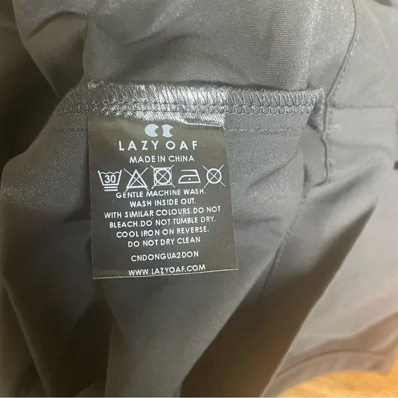 Lazy Oaf Embroidered Doodles Side Tie Black Dress 10 - Picture 13 of 14